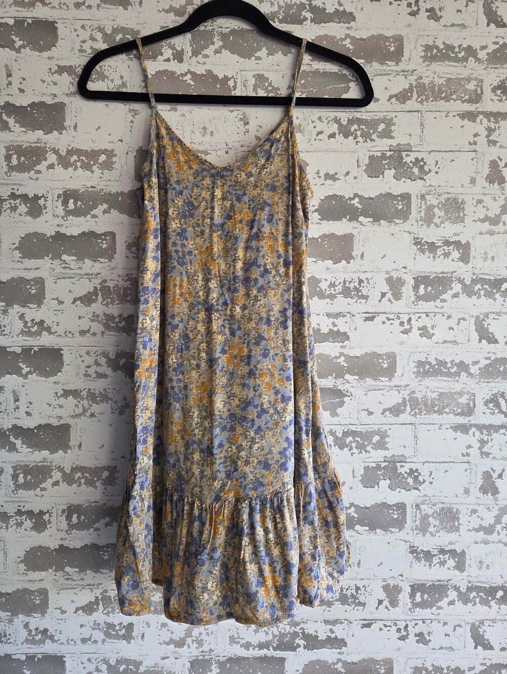 Wallflower Floral Boho Mini Dress – Blue & Mustard Yellow – Size Small